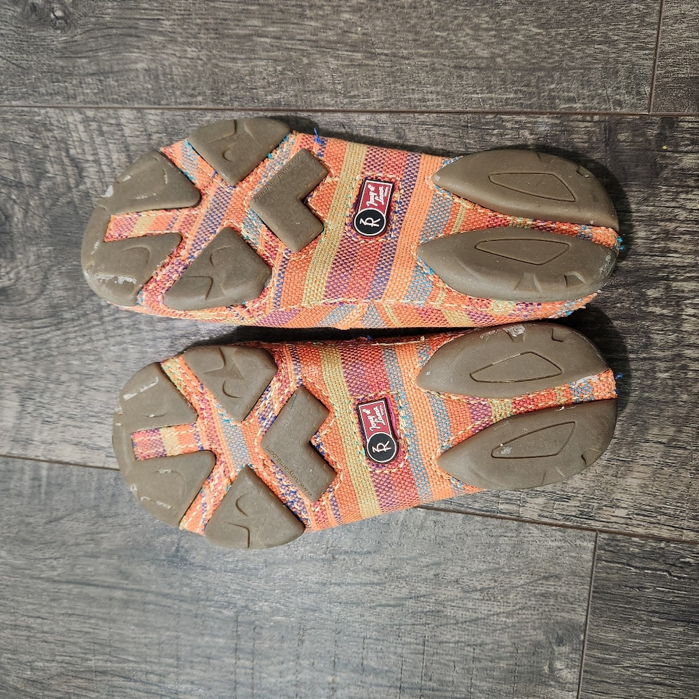 Tony Lama Boots Orange Striped Canvas Slip Ons - Picture 6 of 7